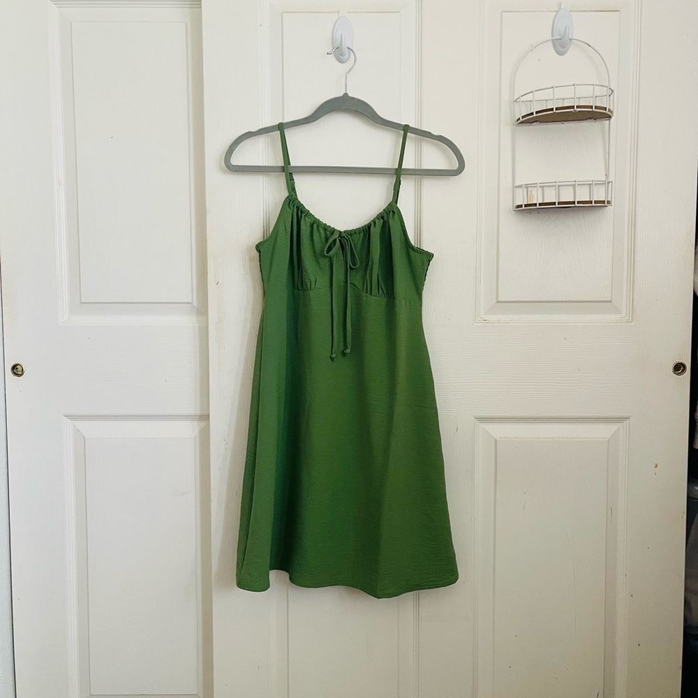 Ambiance Olive Green Gathered Dress
